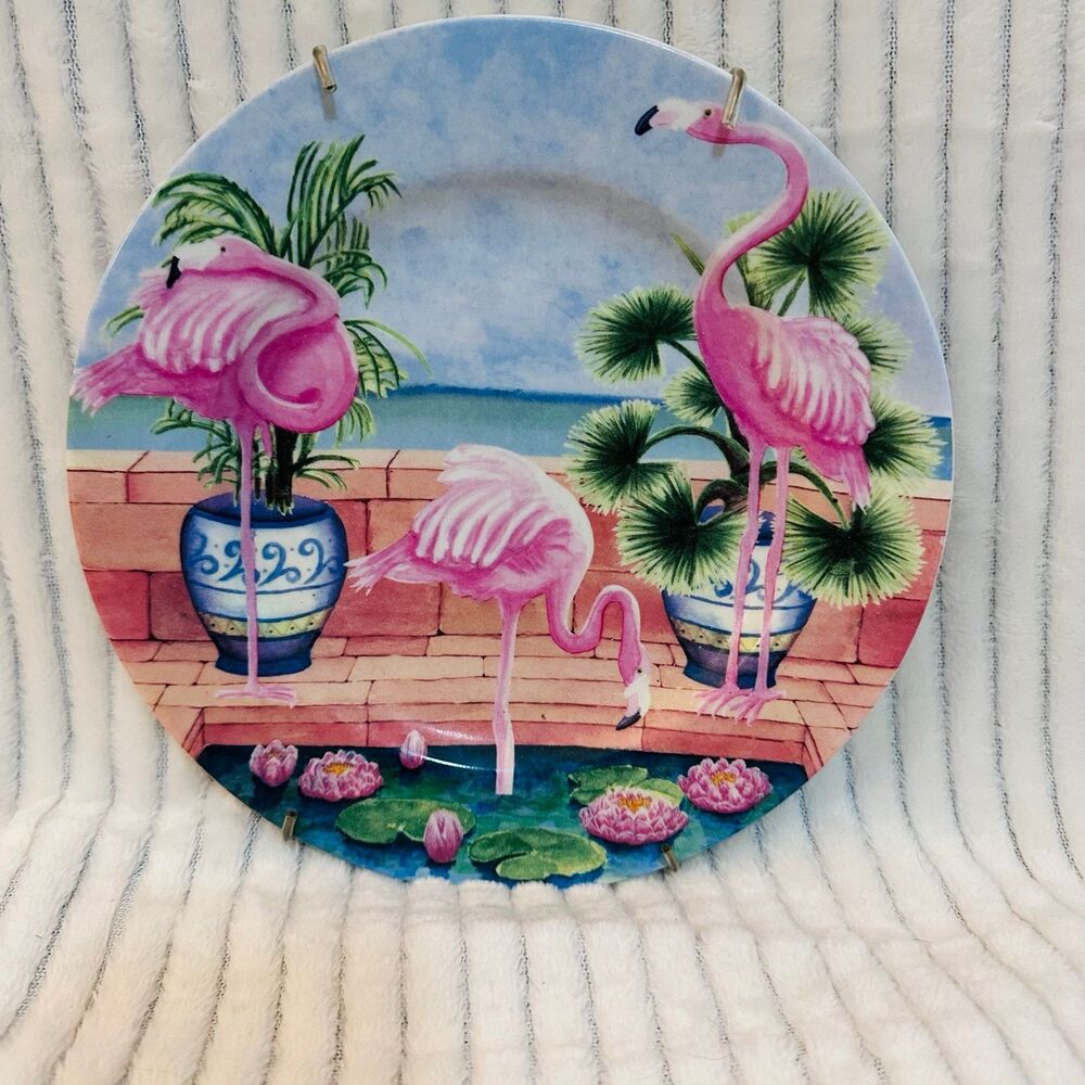 Marsh Birds Porcelain Salad Plate Flamingos 1980's Vintage